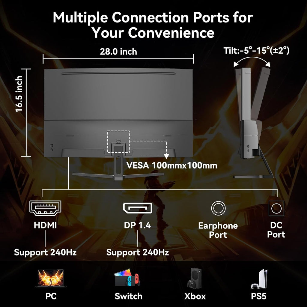 SANSUI 32 Inch Curved 240Hz Gaming Monitor High Refresh Rate, FHD 1080P Gaming PC Monitor HDMI DP1.4, Curved 1500R, 1Ms MPRT, HDR,Metal Stand,VESA Compatible(DP Cable Incl.)