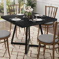 Apicizon Square Kitchen Table for 2, Small Dining Table with Metal Base, 31.5" Modern Dinner Table for Dining Room Apartment Restaurant, Black