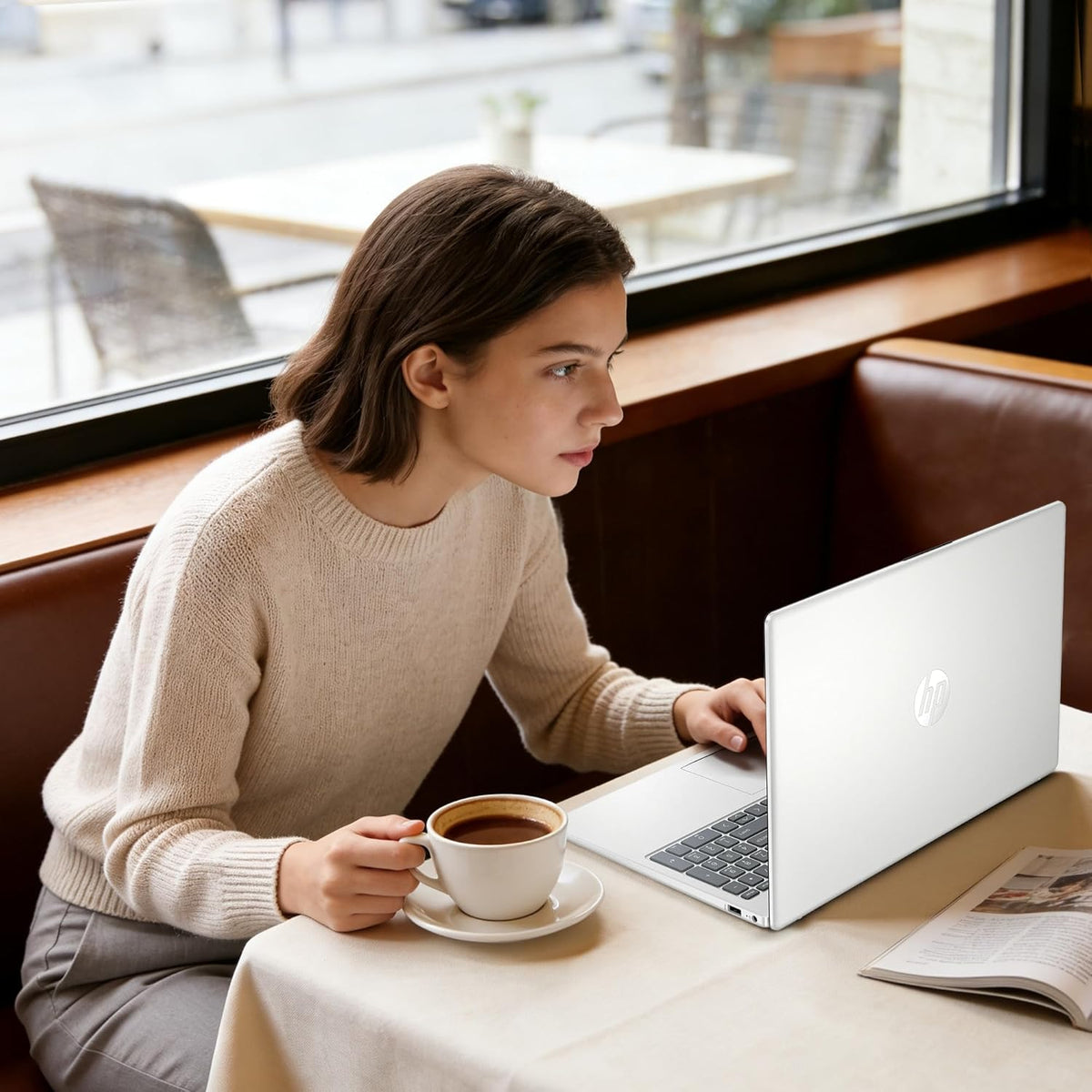 HP 15.6" Laptop – Complete Productivity Solution, Windows 11, Microsoft Office, Intel 4 Core N100, 16GB RAM, 640GB Storage (128GB UFS + 512GB SD Card), Copilot AI, Lightweight – Silver
