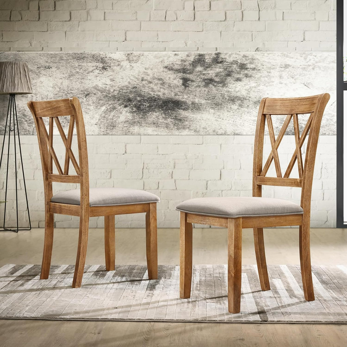 Roundhill Furniture Windvale Cross-Buck Wood 5-Piece Dining Set, Brown