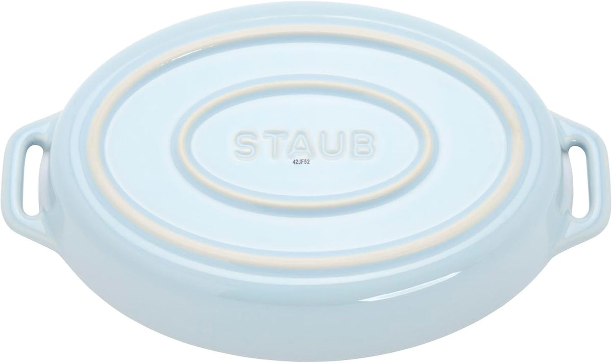 Staub Ceramic 4-pc Baking Pans Set, Casserole Dish with Lid, Brownie Pan, Light Blue