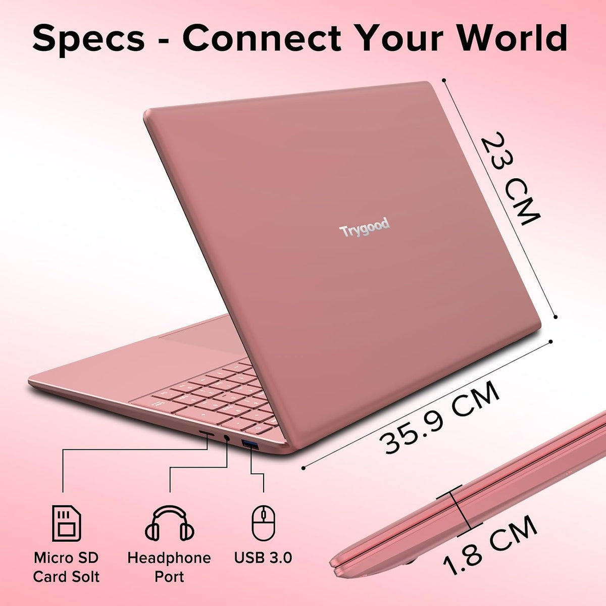 2026 Laptop 15.6" Rose Pink, Fingerprint & Backlit Keyboard with Numpad, 8GB RAM 256GB SSD, Quad-Core Processor (Up to 2.8GHz), 1080P FHD IPS, Aesthetic PC for Business & Student