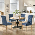 Yaheetech Dining Chairs Set of 4 Fabric Upholstered Dining Room Chairs with Button Tufted High Back and Solid Wood Legs for Kitchen/Living Room/Restaurant, Modern Style, Blue