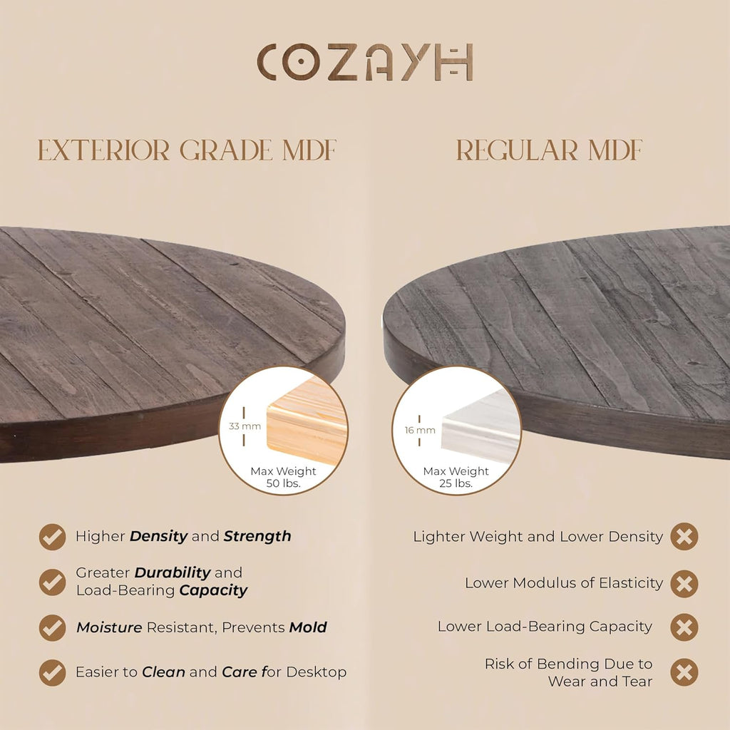 COZAYH Rustic Farmhouse Coffee Table, Round Coffee Table with X-Motifs Legs, Wood Textured Top, for Boho, French Country Decor, Brown