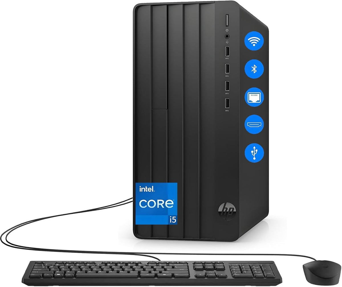 HP Desktop Computer Tower PC | Intel 6-Core i5-12500 | 16GB RAM + 512GB PCIe SSD | Complete Setup with WiFi, Bluetooth, Keyboard & Mouse | Windows 11 Home| Ideal for Home Office, Business & Student
