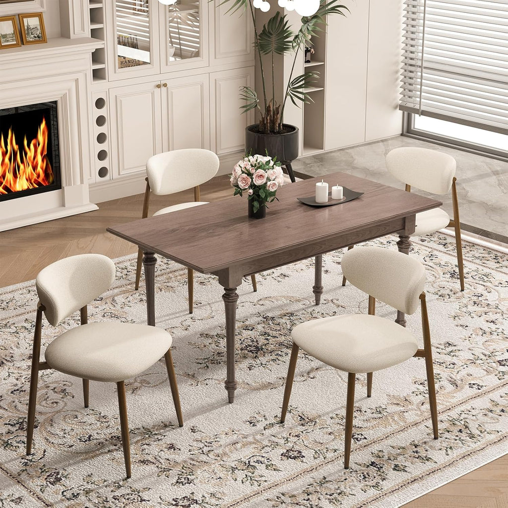 MALOL Dining Chairs Set of 4, Curved Back Kitchen Room Chairs with Metal Legs and Anti Slip Pads, Upholstered Dining Chair for Home and Restaurant, Beige