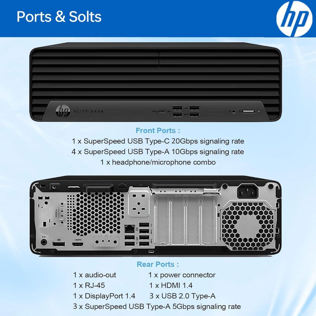 HP Elite 805 G9 SFF Business Desktop Computer, AMD Ryzen 5 8500G, 16GB DDR5, 1TB PCIe SSD, Radeon 740M Graphics, Dual 4K Display Support, USB-C, HDMI, RJ-45, Wi-Fi, Wired KB & Mouse, Windows11 Pro