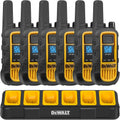 DEWALT DXFRS800 FRS Walkie Talkies, Long Range 2 Way Radio, 2W, IP67 Waterproof, 6 Pack with Gang Charger, DXFRS800-BCH6
