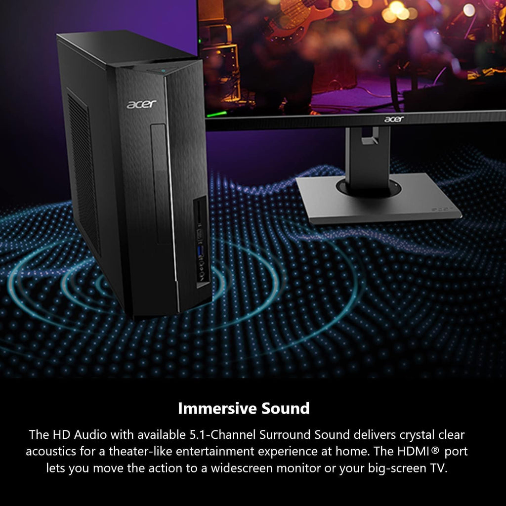 Acer 2026 Desktop Tower, Intel 14th Gen Ultra-Fast 10-Core i5 Processor, 16GB RAM, 1TB Storage HDD, Wi-Fi 6, Support 4K Monitor, Wins 11, Wired KB & Mouse, Free Office 365 on The Web