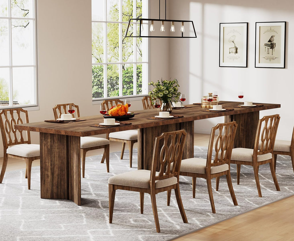 Tribesigns 63-inch Dining Table for 4-6, Farmhouse Kitchen Table with Large Tabletop, Rectangular Dinner Eating Table for Dining Room, Living Room, Kitchen, Dark Brown