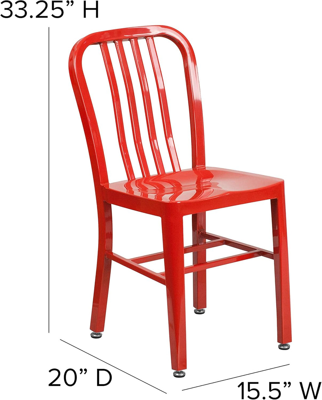 Flash Furniture Gael Indoor/Outdoor Modern Metal Dining Chairs, Commercial-Grade Galvanized Steel Restaurant Chairs, Set of 2, Red
