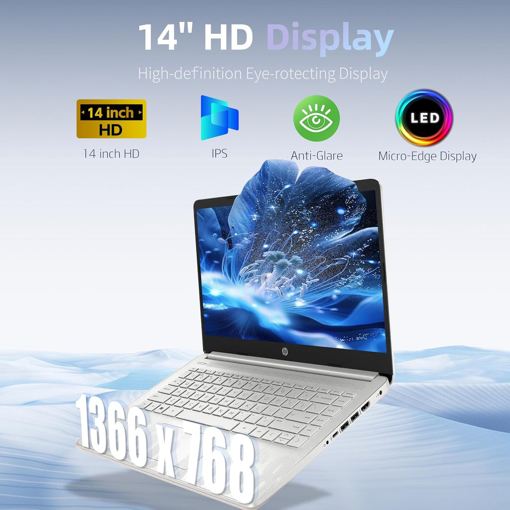 HP Essential Laptop Computer for Home and Student with Office 365, 2026 Edition, 128GB Storage- Intel Processor - LED Display, 500GB External HDD, Portable Design, Copilot AI, Win 11 Home S