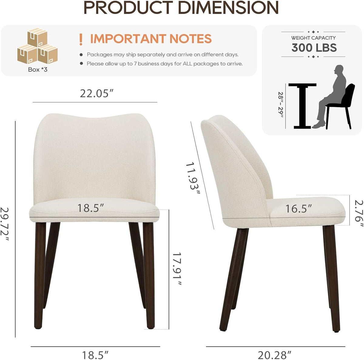COLAMY Dining Chairs Set of 6, Upholstered Fabric Kitchen Chairs with Curved Back, Padded Seat and Solid Wood Legs, Modern Dining Chair for Kitchen Dining Room, Beige