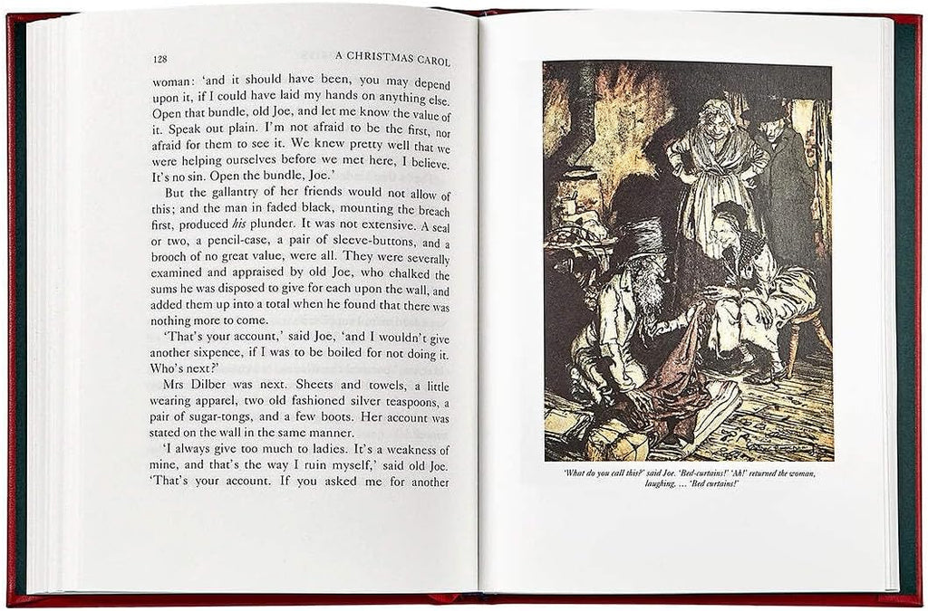 Graphic Image A Christmas Carol - Leather Bound Book Red - Fine Collectible Edition - Made in USA Quality Leather - Made in USA