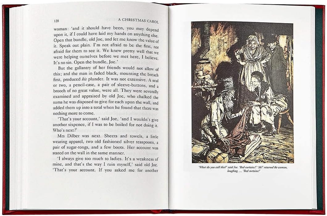 Graphic Image A Christmas Carol - Leather Bound Book Red - Fine Collectible Edition - Made in USA Quality Leather - Made in USA