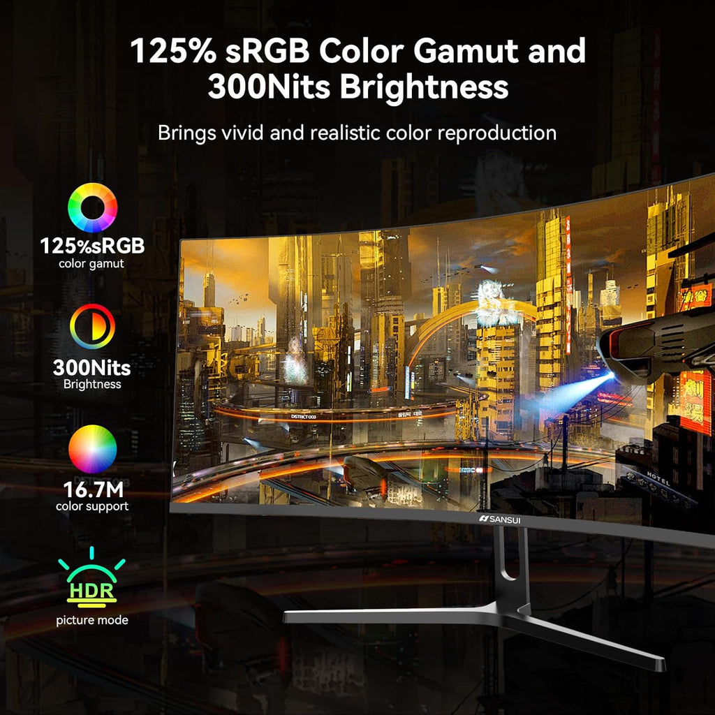SANSUI 32 Inch Curved 240Hz Gaming Monitor High Refresh Rate, FHD 1080P Gaming PC Monitor HDMI DP1.4, Curved 1500R, 1Ms MPRT, HDR,Metal Stand,VESA Compatible(DP Cable Incl.)