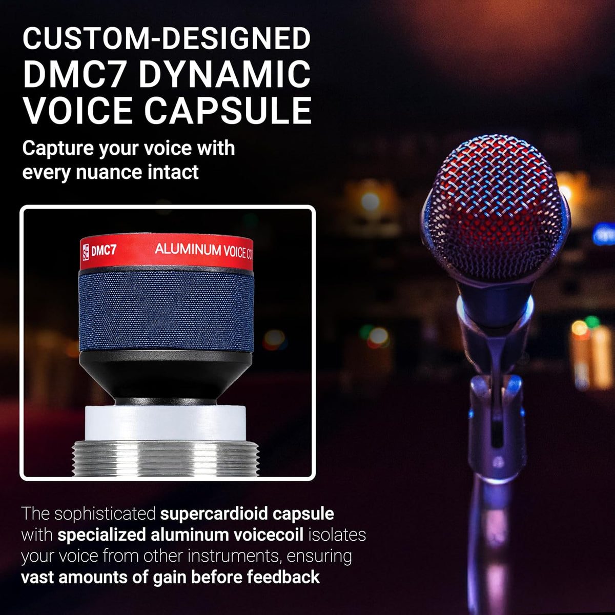SE ELECTRONICS V7 Dynamic Microphone for Singing, Speech & Studio Recording - XLR Handheld Professional Microphone with Supercardioid Aluminum Voice Coil for Huge Gain Before Feedback - Black