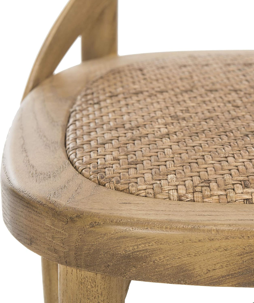 SAFAVIEH Furniture - Franklin X-Back Side Chair Set of 2 - 18.1" Seat Height - Oak - Rattan - Farmhouse X-Back Design - Ideal for Dining Room, Kitchen - Fully Assembled (AMH9500C-SET2)