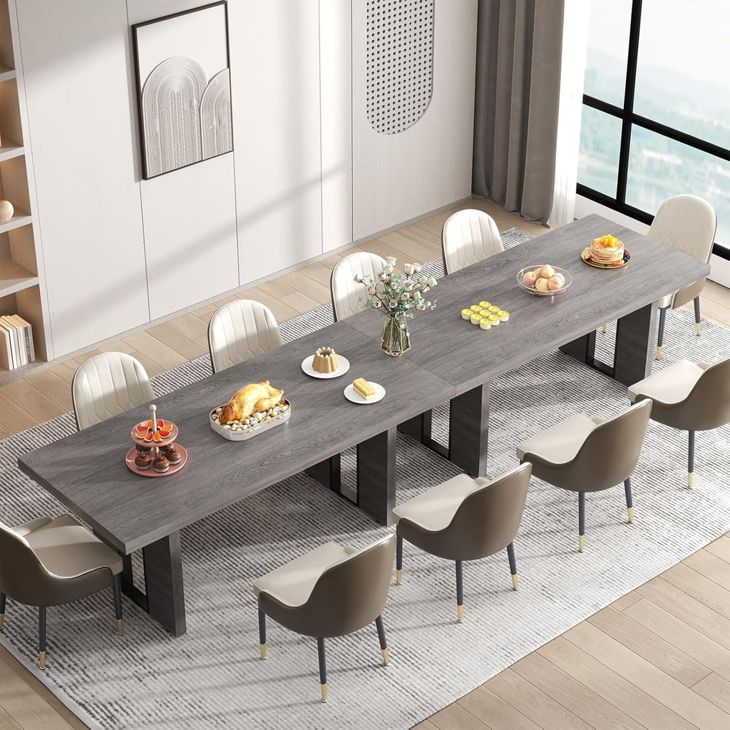 Loomie 70.8 Inch Dining Table, Rustic Farmhouse Kitchen Table for 6-8 People, Large Dinning Room Furniture Rectangle Dinner Table for Living Room, Apartment, Home Office, Vintage Grey