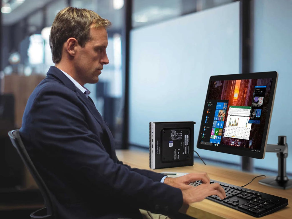 HP EliteDesk 800 G3 Mini Business Desktop Computer with 27" FHD Monitor PC Bundle, Intel Core i7-7700T up to 3.80 GHz, 8 GB RAM, 256 GB SSD, Keyboard & Mouse, WiFi/Bluetooth, Windows 11 Pro (Renewed)