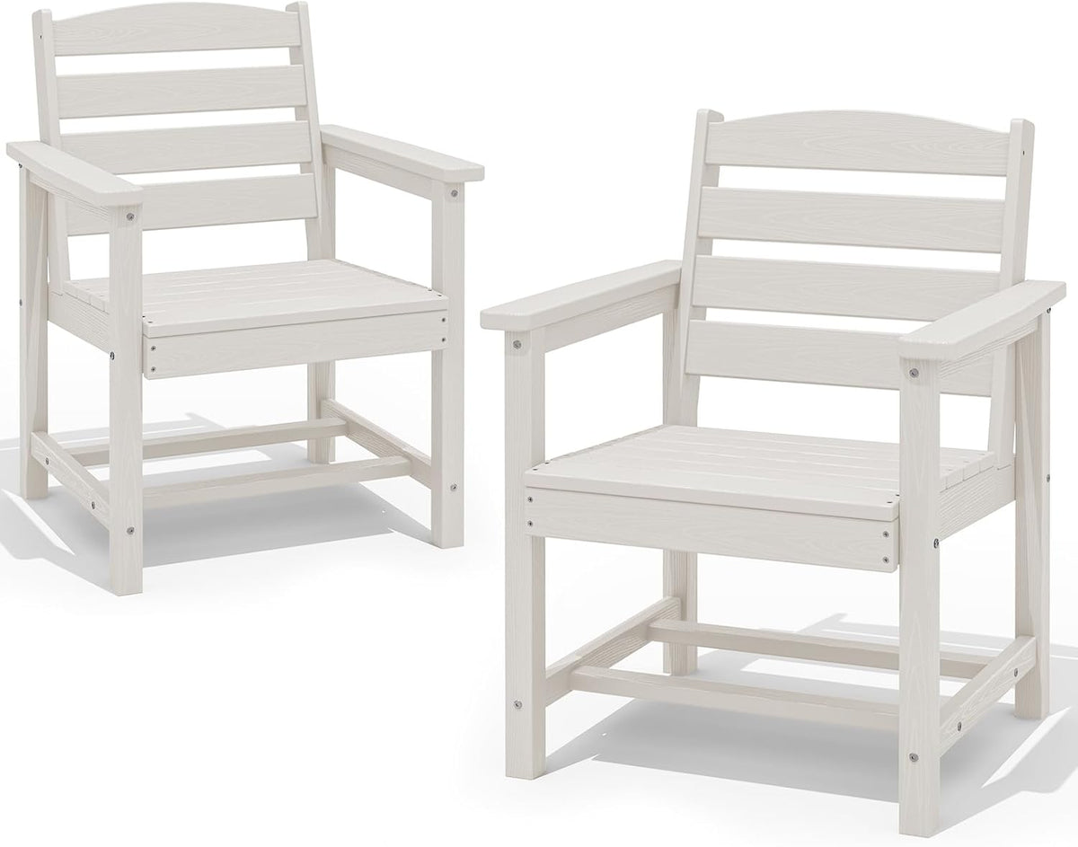 SERWALL Patio Dining Chair Set of 2, White