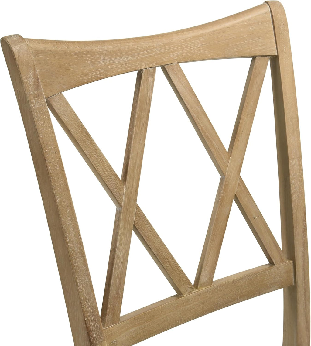 Roundhill Furniture Verta Solid Wood Cross-Back Dining Chairs, Set of 2, Light Oak Finish