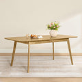 CHITA 59"-75" Extendable Dining Room Table for 4-6, Modern Wood Dining Table for Small Spaces, Kitchen, Space Saving Hidden Leaves, Solid Rubberwood Frame, Oak Veneer