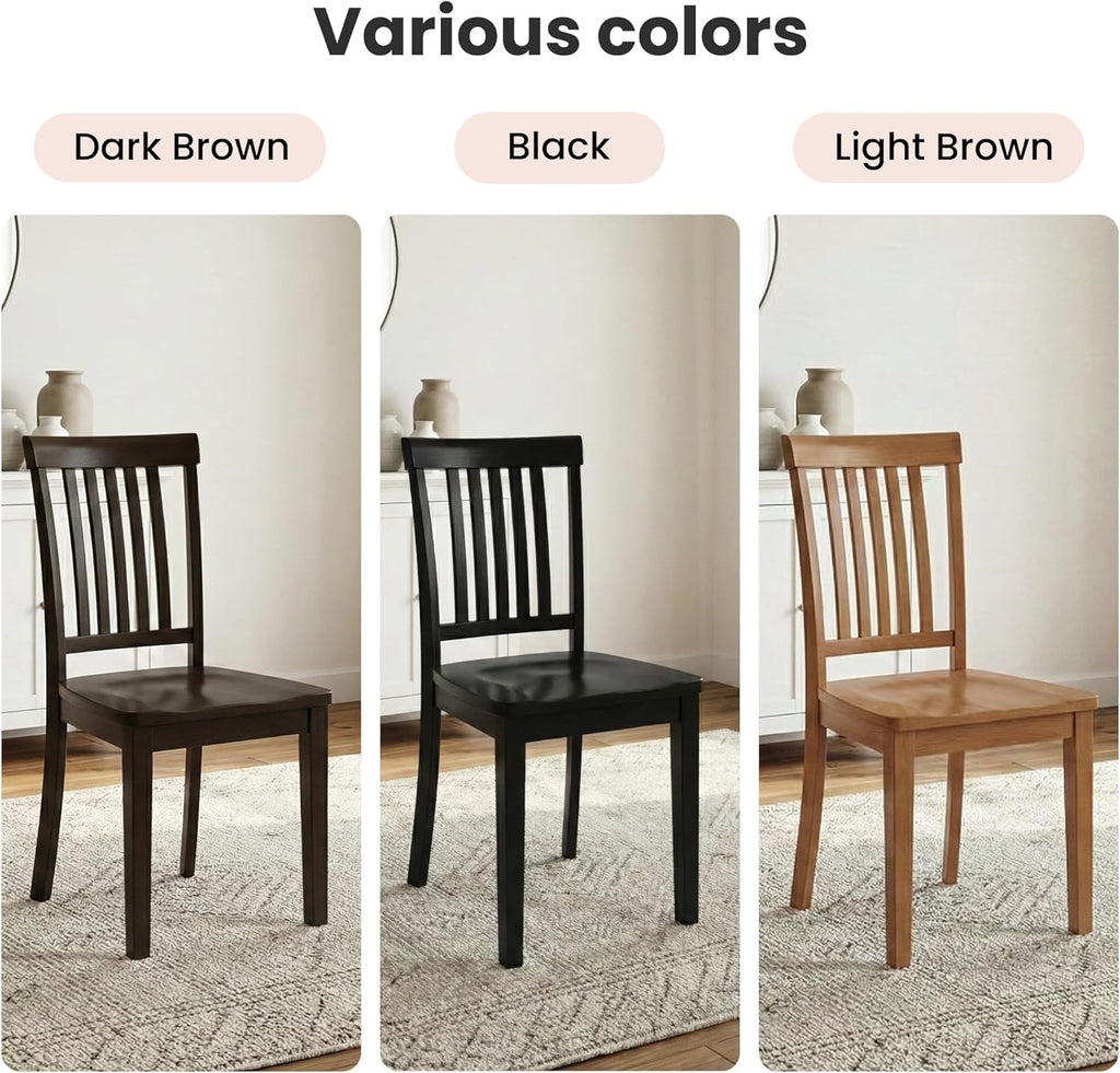 Dining Chairs Set of 6, Farmhouse Wood Chairs with Spindle High Backrest, 17.3 Inch Wood Chairs for Kitchen and Dining Room