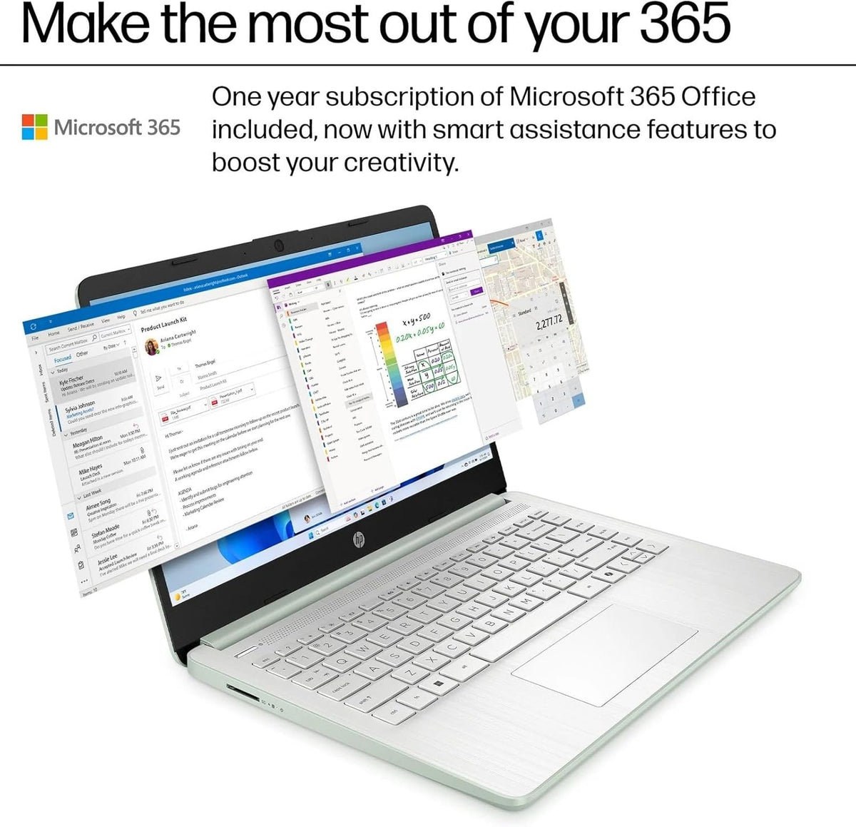 HP Stream 14 Student Business Laptop, Microsoft Office 365, Copilot AI, 8GB RAM, 128GB UFS, Intel N150 Processor(Quad-core), Willow Green, Windows 11 Home, with 5ave Kit