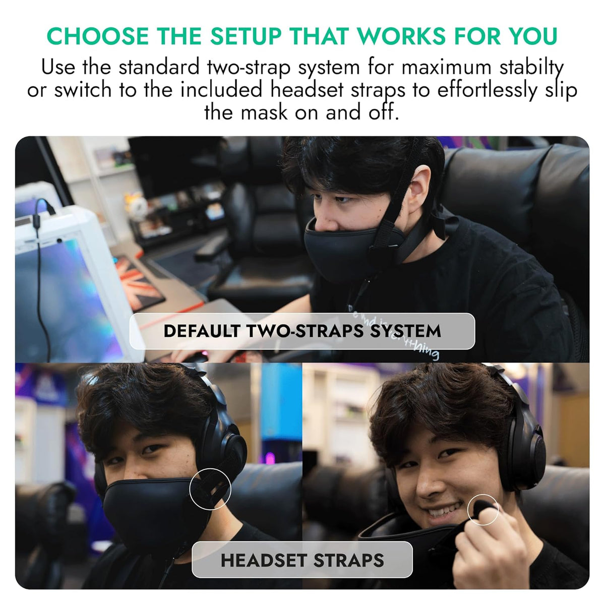 METADOX VEKTA Soundproof Gaming Mask – Up to 30 dB Sound Dampening – Clear-Voice Built-in Mic + Optional Earphones – Comfortable, Easy Breathing – USB Wired for PC/PS4/PS5/Switch/Mobile (L/XL)