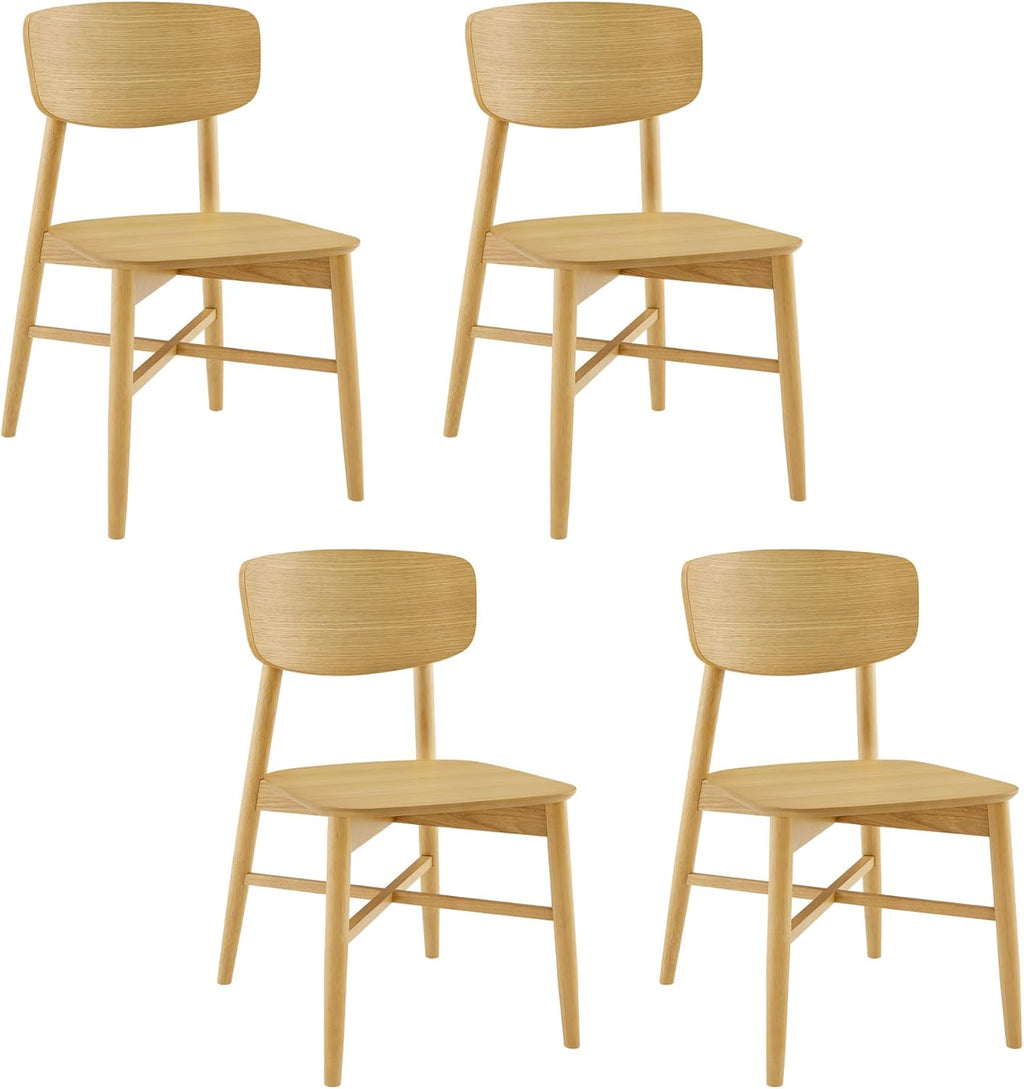 CHITA Wooden Dining Chairs Set of 4, Mid Century Modern Dining Room Chair, Natural Solid Wood Frame Kitchen Chairs, for Dining Room, Kitchen, Living Room (Solid Wood Seat, Oak)