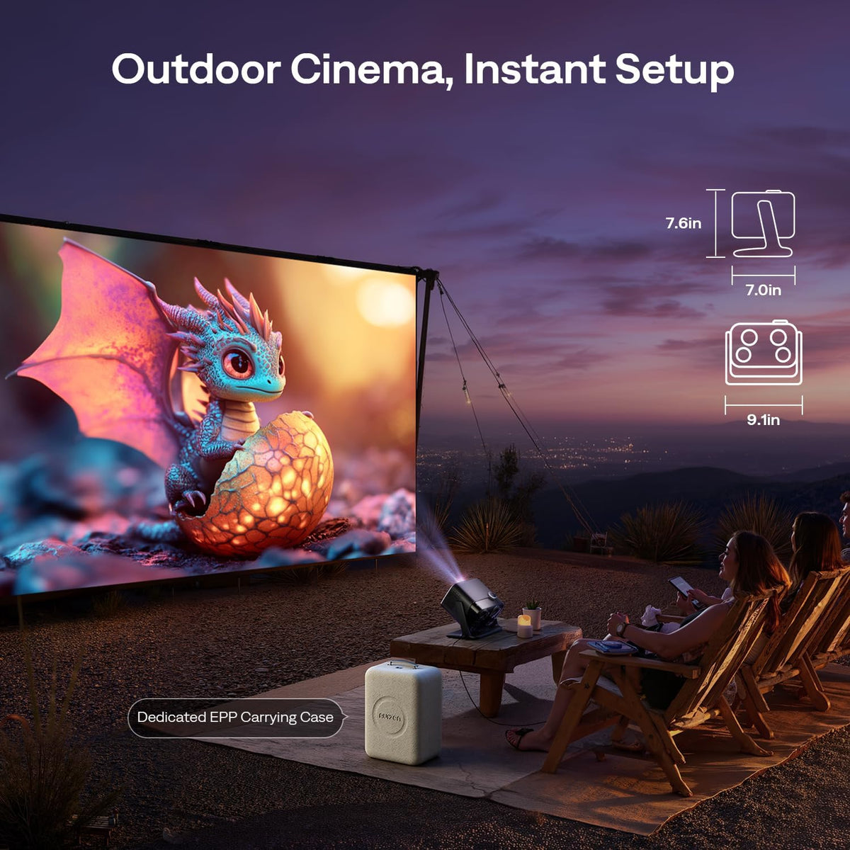 Aurzen BOOM mini Google TV Smart Projector with WiFi and Bluetooth, Voice Control, Family Mode, 20W Dolby Audio, Real-Time Focus,4K Supported Movie Projector for Bedroom/Home/Outdoor Live Sports,Black