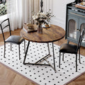 Garvee Dining Table Set for 2, Wooden Kitchen Table and Chairs of 2 with Upholstered Chairs, Round Kitchen Tables Set, 3 Piece Dining Room Table Sets for Small Space, Apartment, Rustic Brown