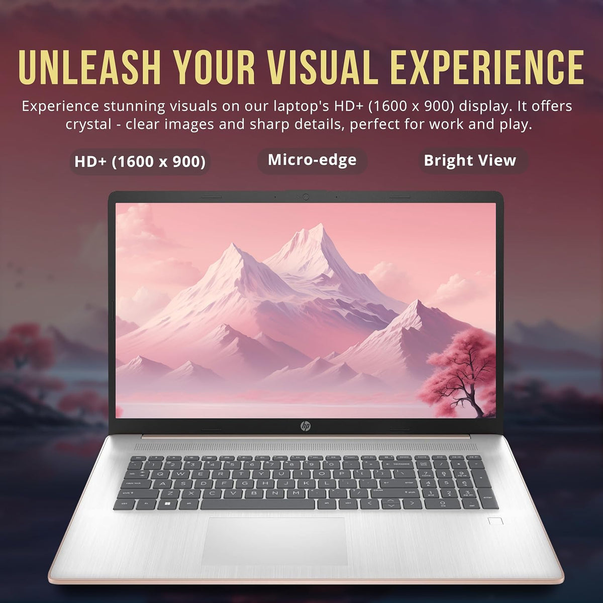 HP 17.3" HD+ BrightView Laptop, Intel Celeron N4120, 32GB RAM, 1TB SSD, Intel UHD Graphics, Numeric Keypad, HD Webcam, Wi-Fi, Windows 11 Home, Rose Gold (Renewed)