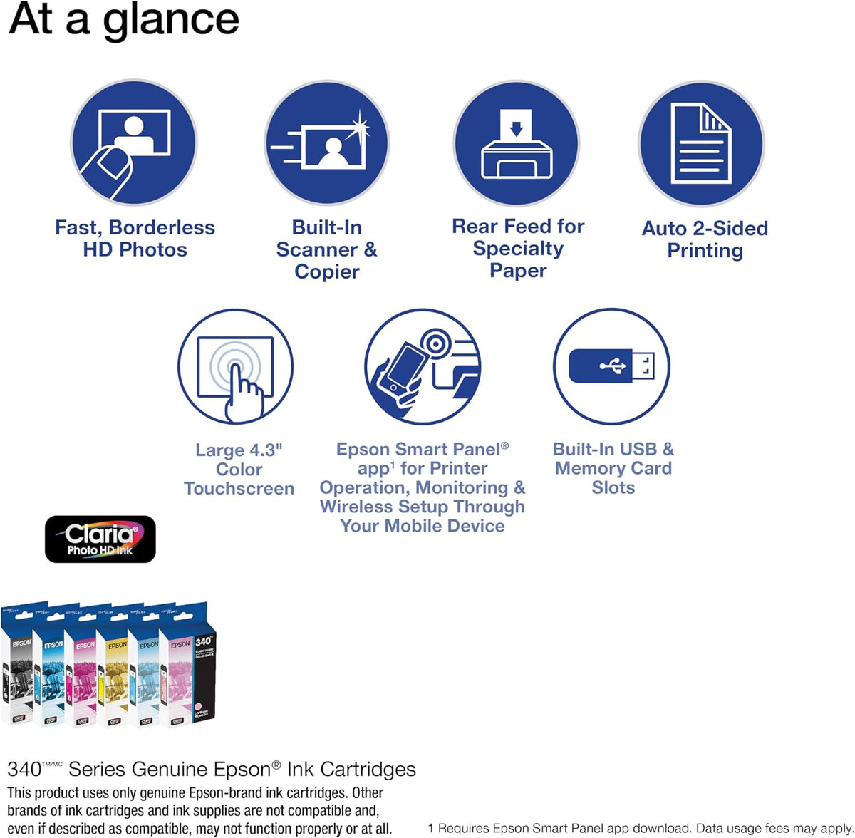 Epson Expression Photo XP-8800 Wireless Printer with 6-Color Claria Ink System, Borderless Prints up to 8.5" x 11", Fast Printing, 4.3" Color Touchscreen, Built-in Scanner and Copier