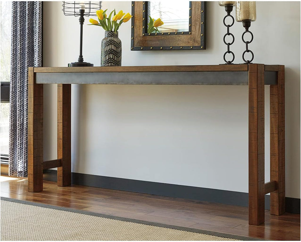 Signature Design by Ashley Furniture Torjin Long Counter Height Table, Seats up to 3, Wood, 72.13" W x 16" D x 36" H, 2-tone Brown