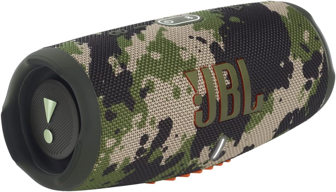 JBL Charge 5 Waterproof Portable Speaker with Built in Powerbank and gSport Carbon Fiber Case (Green Camo)