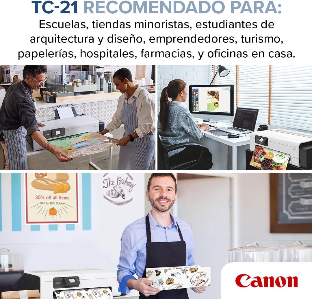 Canon imagePROGRAF TC-21 24" - Large Format Printer, Poster & Plotter Printer, Automatic Roll & Cut Sheet Paper Feeder, Includes 280 ml of Ink, White