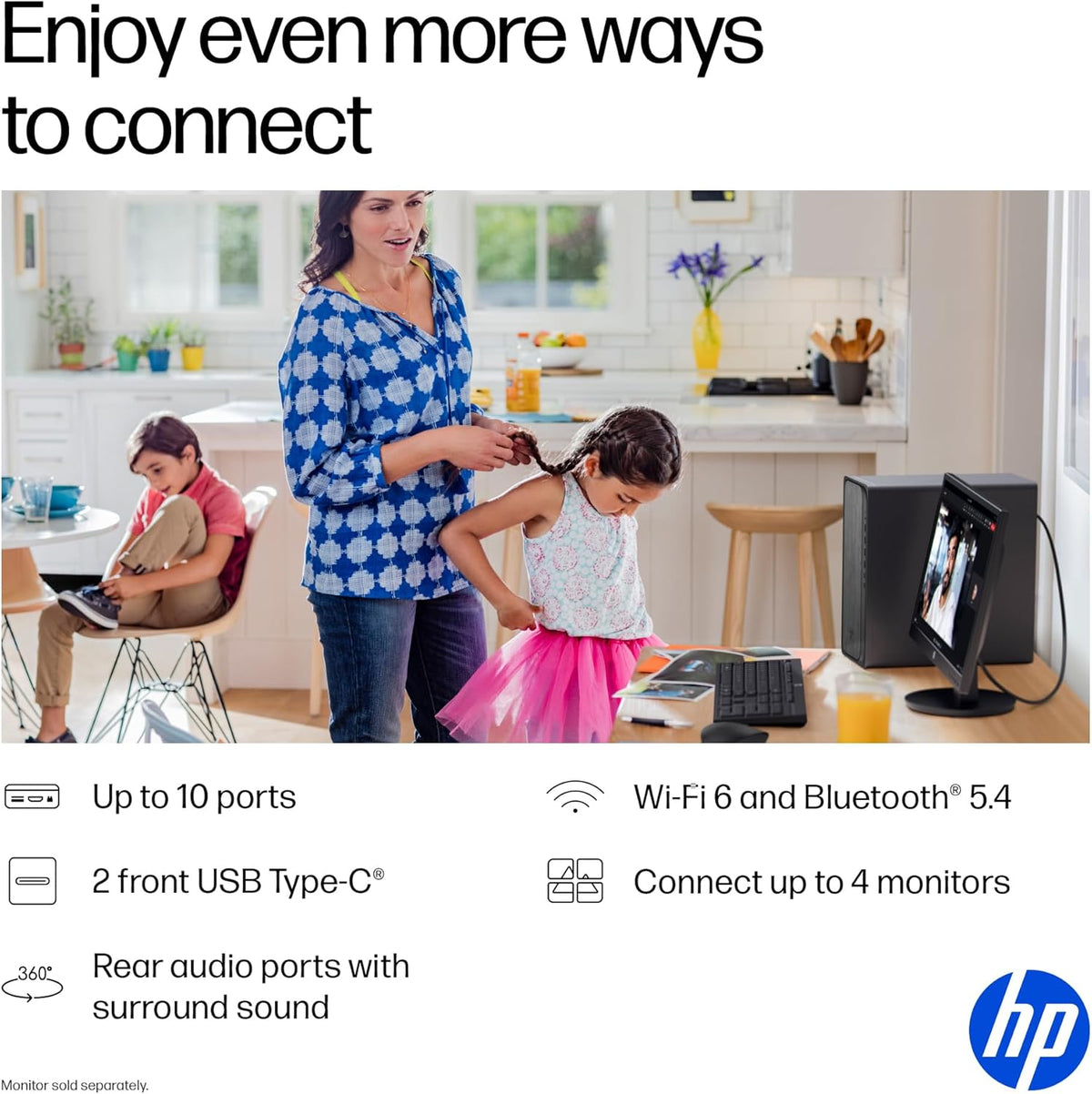 HP OmniDesk Desktop PC, AMD Ryzen 5 8500G, 8 GB RAM, 512 GB SSD, AMD Radeon 740M Graphics, Windows 11 Home, Microsoft Copilot, Gray Wood, M02-0310 (2025)