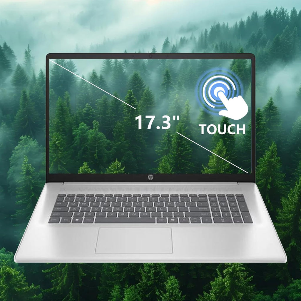 HP 17 Touch Screen Laptop, 17.3" HD+, 8GB RAM, 256GB SSD, AMD Ryzen 5 Processor(Beats i7-1165G7, Up to 4.3GHz), Lifetime MS Office + Windows 11 Pro, Alpacatec Accessories, Silver