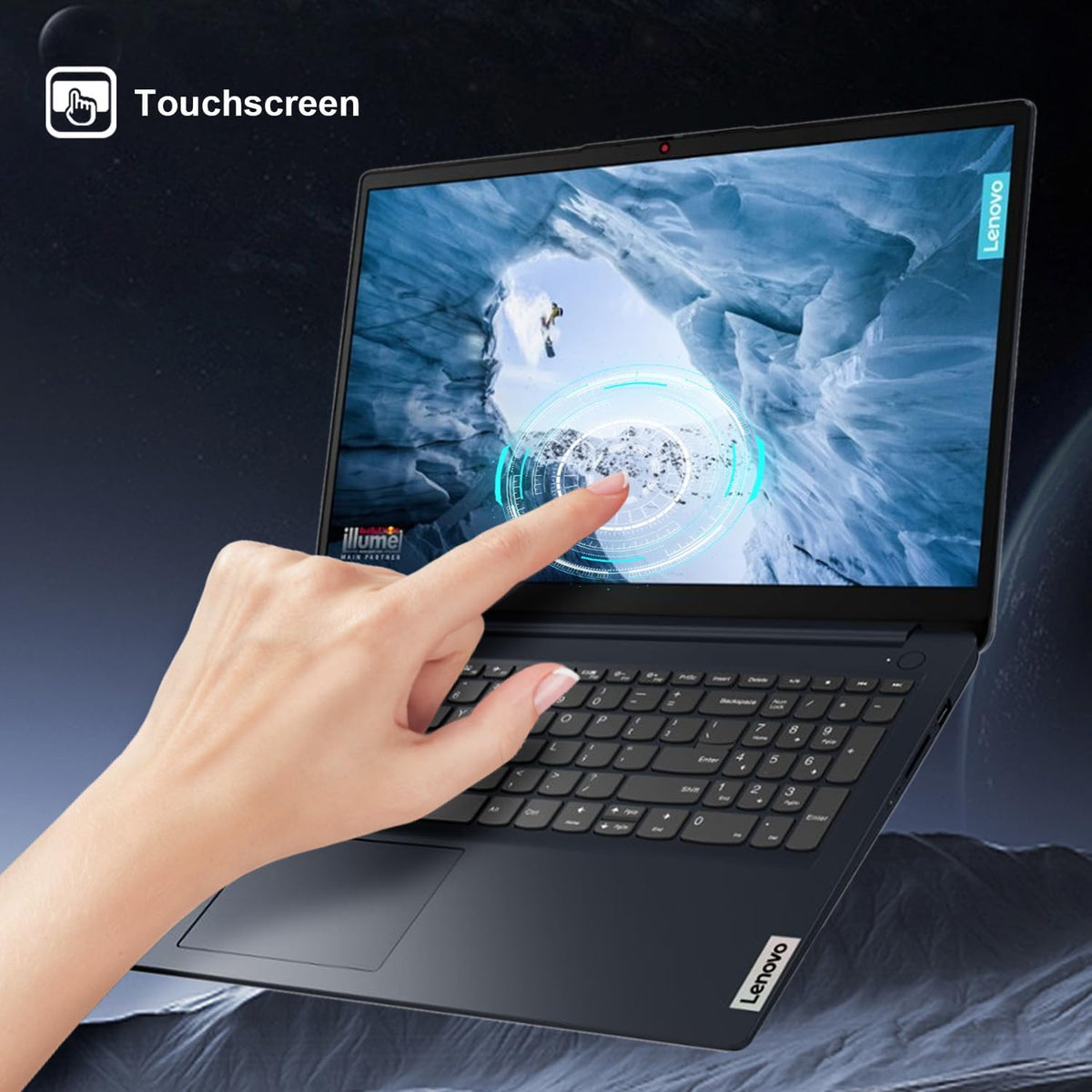 Lenovo IdeaPad 1i Laptop, 15.6" FHD Touchscreen, Intel Core i5-1235U Processor, 16GB RAM, 512GB SSD, Webcam, HDMI, Wi-Fi 6, Windows 11 Home, Blue