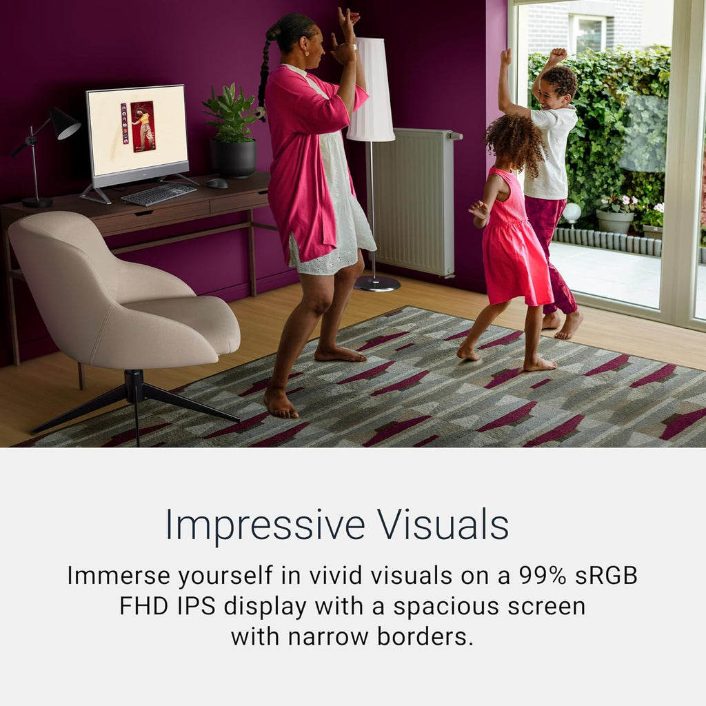 Dell 24 All-in-One Desktop ec24250-23.8-inch FHD Display, Intel Core 3 Processor 100U, Intel Graphics, 8GB DDR5 RAM, 512GB SSD, Windows 11 Home, Onsite Service+6 Months Retail Migrate - White