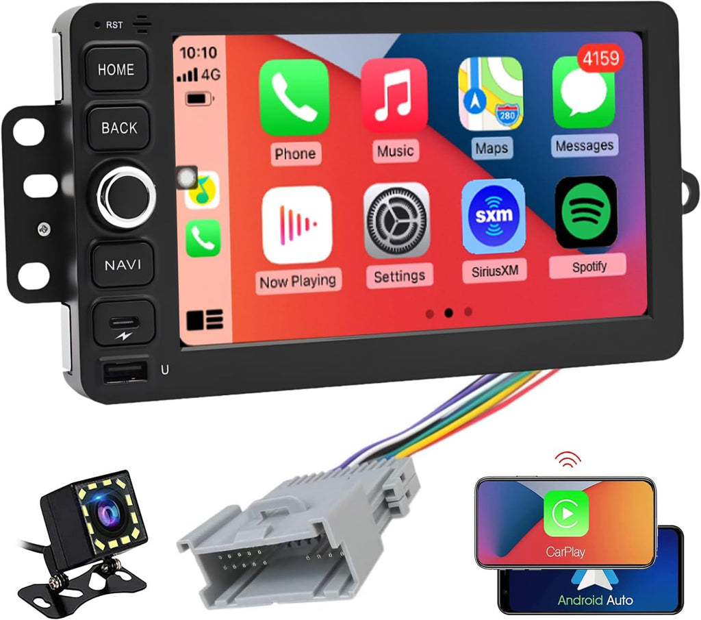 QLED Radio for Chevy Chevrolet Silverado SSR Tahoe 2003-2006,GMC Siera Yukon 2003-2006,Hummer H2 2003-2007,CarPlay Android Auto Ready,Touch Screen Stereo,Free Back Camera