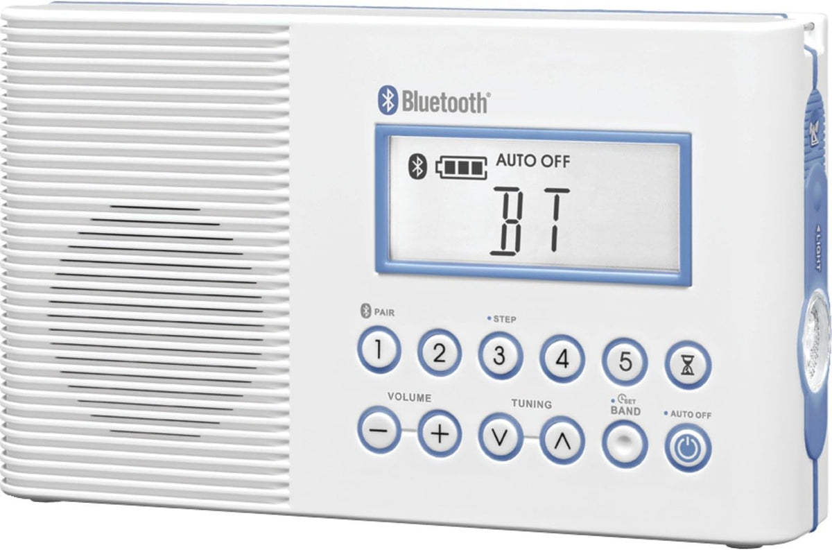 Sangean H202 AM/FM Weather Alert Waterproof Shower Radio, White