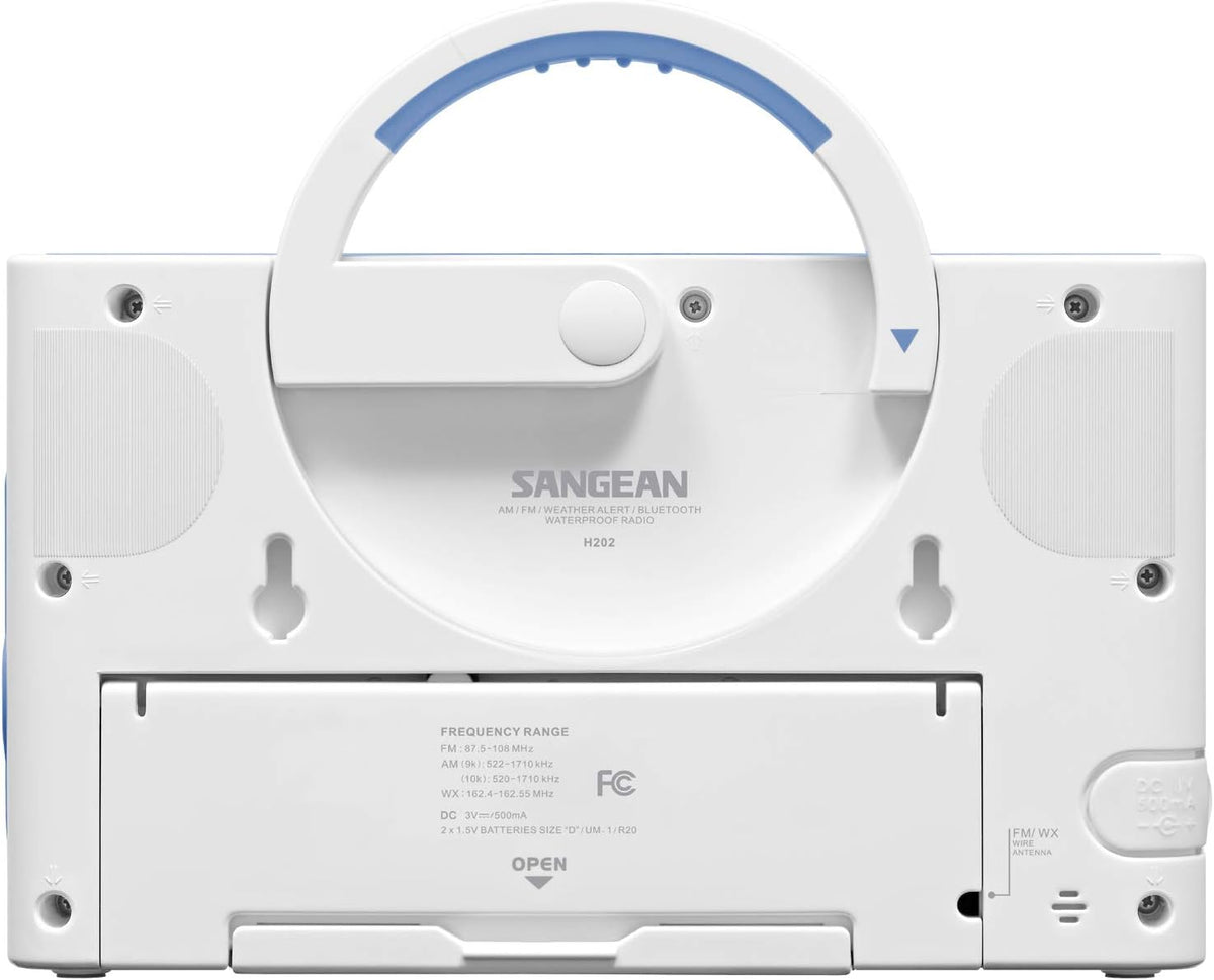 Sangean H202 AM/FM Weather Alert Waterproof Shower Radio, White