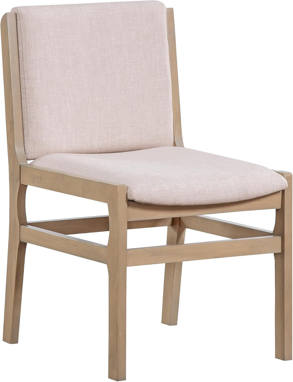 Christopher Knight Home Dean Rubber Wood Dining Chairs Set of 6, Modern Upholstered Dining Chairs, Armless Kitchen Chairs, Dining Room Living Room Accent Chair for Extra Seat, Light Natural+Beige