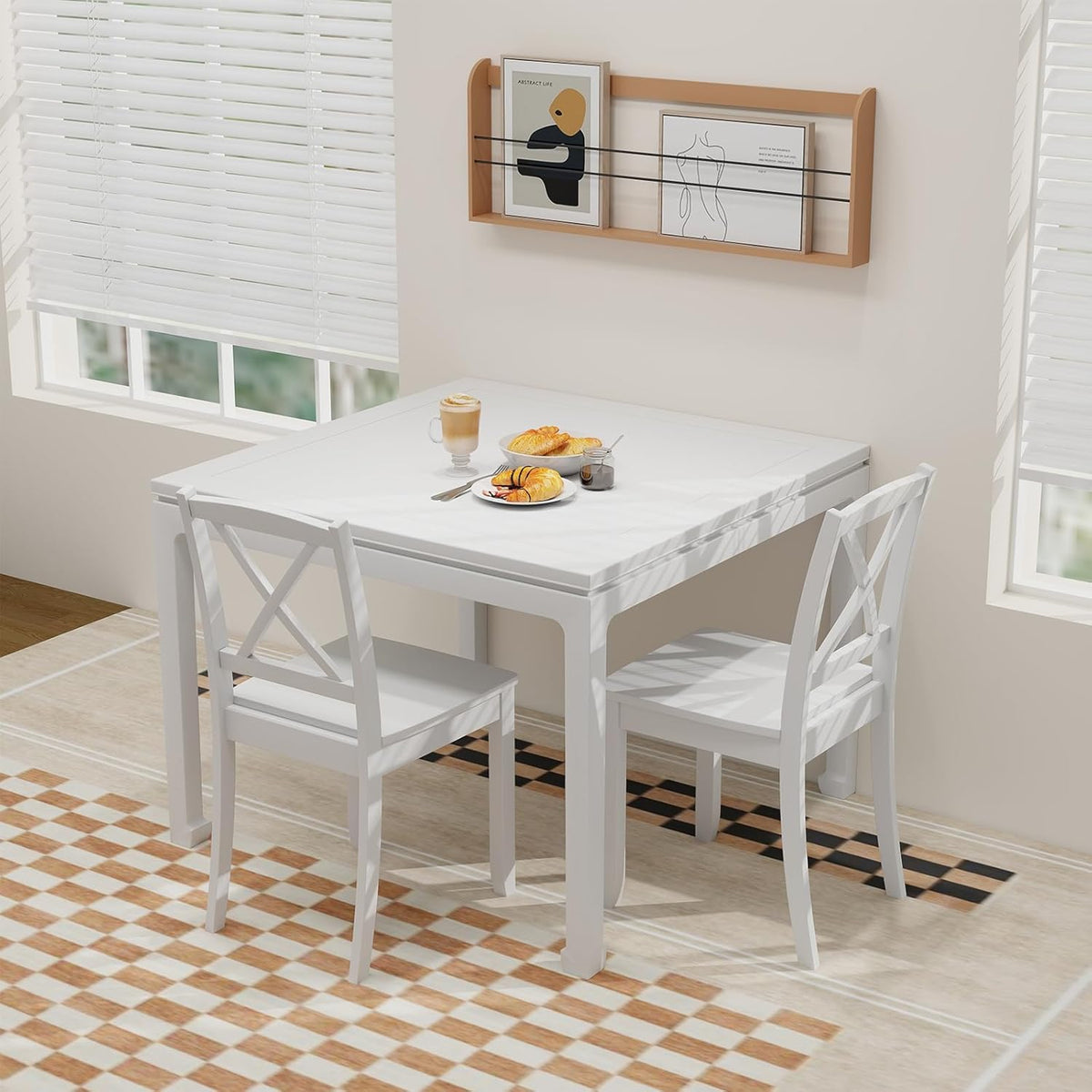 Giantex Wood Dining Chairs Set of 4 White, Armless Kitchen Chair w/Rubber Wood Legs & Curved Backrest, Farmhouse Cross Back Diner Chair, Wooden Side Chairs for Home Dining Room, Load 400 LBS