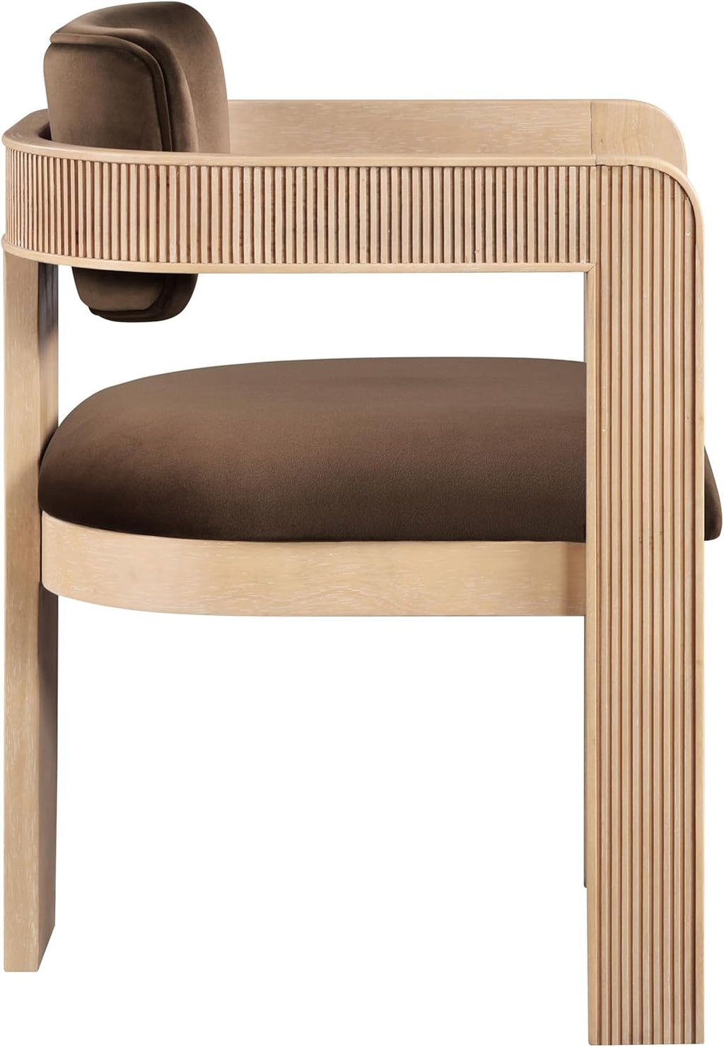 Meridian Furniture 11094Brown-C Sacha Collection Art Deco Dining Chair, Ultra Luxe Brown Velvet, 460 GSM Velvet, Solid Fluted Wood Natural Finish, 22.5" W x 22" D x 31" H, Brown, Set of 2