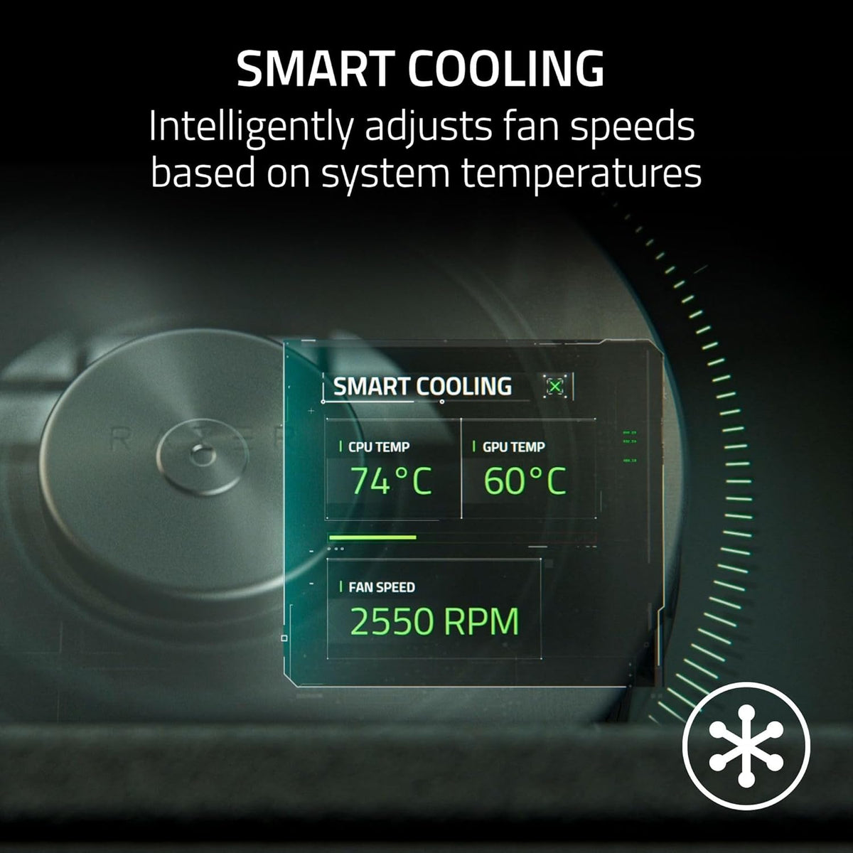 Razer Laptop Cooling Pad: Adaptive Smart - Intelligent Fan Control - Airtight Pressure Chamber - Fits Most Laptops & Macbooks 14” to 18" - Preset & Custom Fan Curves - 3 Port USB Type A - Chroma RGB