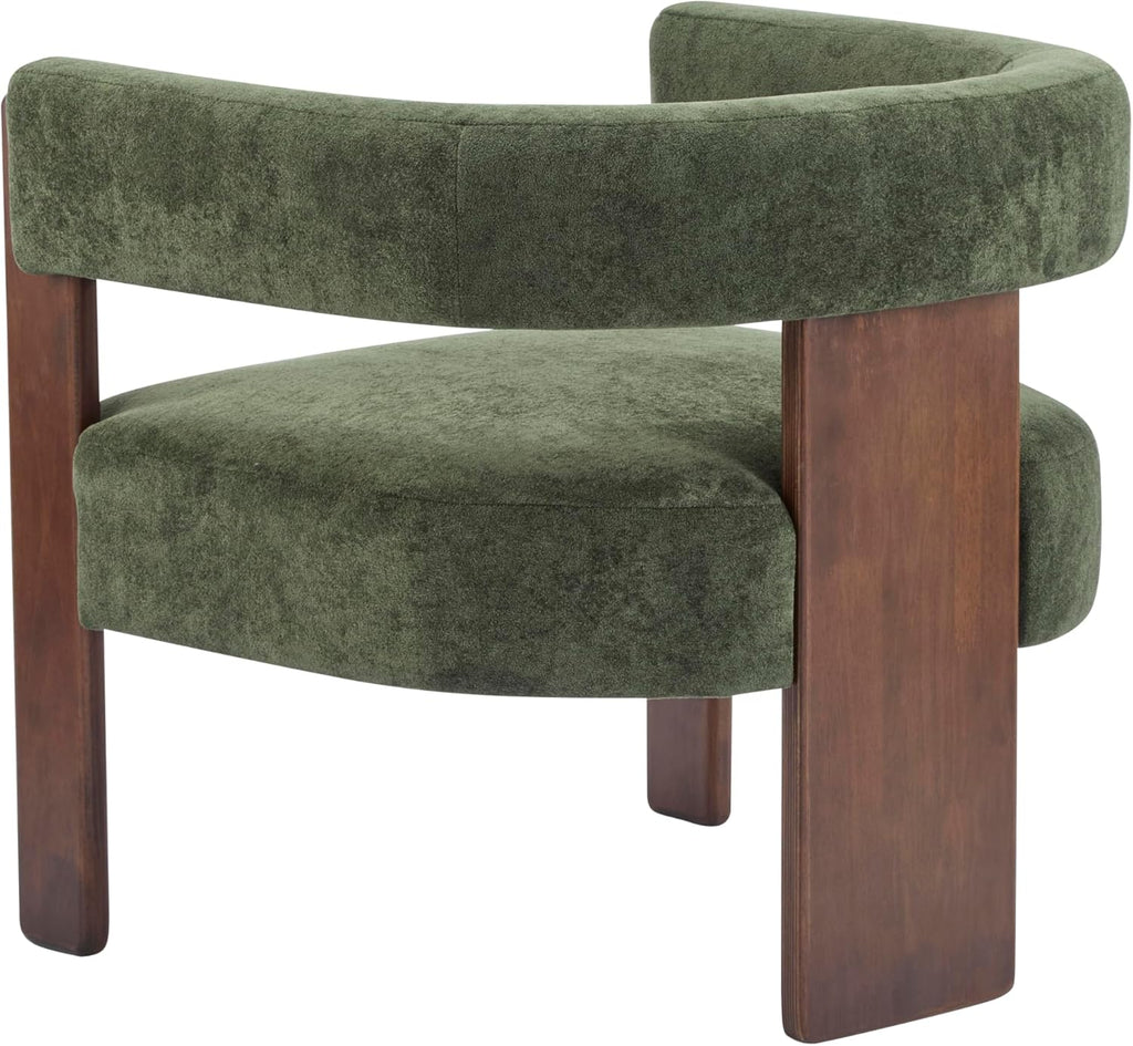 Christopher Knight Home Nettie Modern Accent Chair for Living Room, Velvet Fabric Single Lounge Sofa Chair with Wooden Frame, Comfy Reading Chair for Bedroom, Lounge Armchair with Cushion, Olive Green